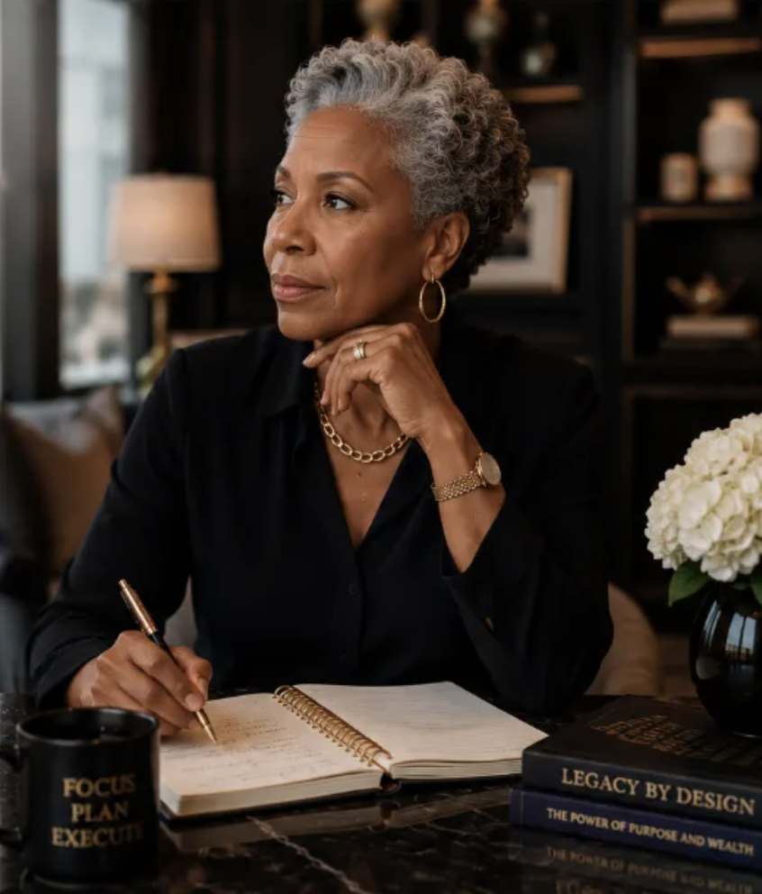 Strong black woman deep in thought